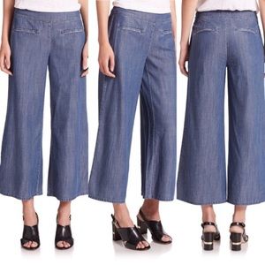 Eileen Fisher The Fisher Project Tencel chambray wide leg cropped trousers XL